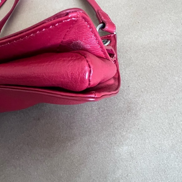 Clements Ribeiro Red Genuine Pebbled Leather Silver Hardware Crossbody Bag - Picture 5 of 11